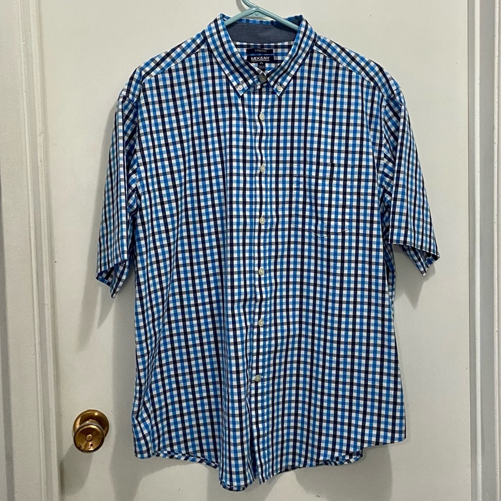 💠Short sleeve checkered button down shirt💠